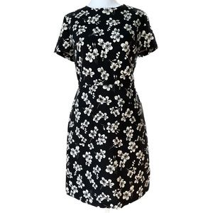 Loft | Women’s Black & White Floral Knee Length A-line Dress